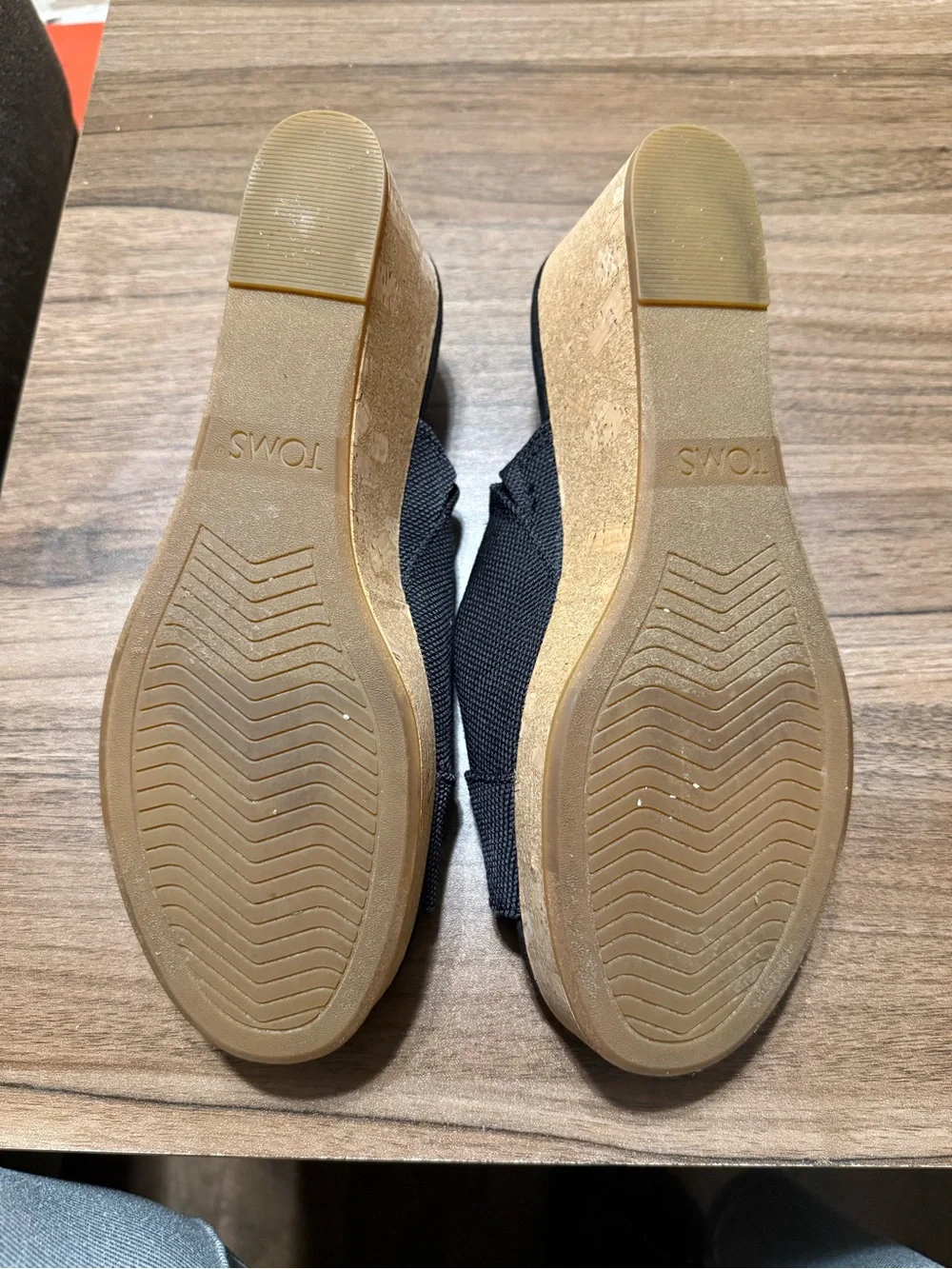 Toms Black Platform Slingback Sandals with Cork Sole